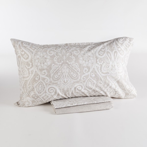 SET OF SHEETS + DOUBLE PILLOWCASES PASLEY - NATURAL COLOR 100% COTTON