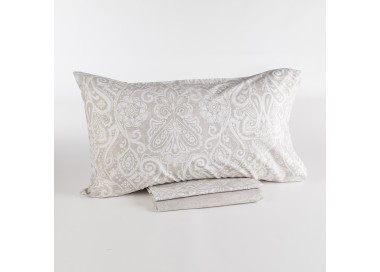 SET OF SHEETS + DOUBLE PILLOWCASES PASLEY - NATURAL COLOR 100% COTTON