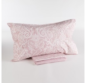 SET OF SHEETS + DOUBLE PILLOWCASES PASLEY - PINK COLOR 100% COTTON