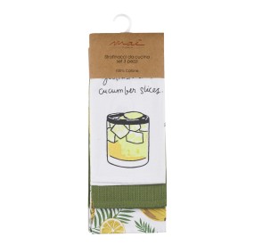 TRIS 3PCS 100% COTTON DISH TOWELS - DRINK LINE