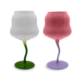 SET 2PZ CALICI COCKTAIL IN VETRO SAMARCANDA BIANCO - ROSA