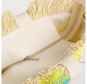 PASTEL SUMMER BEACH BAG WITH ZIP CLOSURE