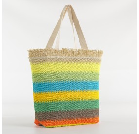 PASTEL SUMMER BEACH BAG WITH ZIP CLOSURE