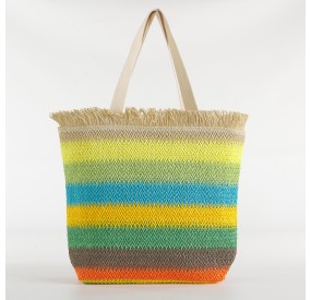 PASTEL SUMMER BEACH BAG WITH ZIP CLOSURE