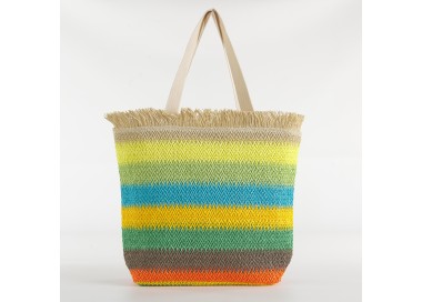 PASTEL SUMMER BEACH BAG WITH ZIP CLOSURE