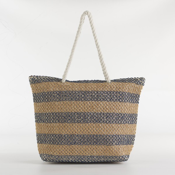 NET SUMMER BEACH BAG WITH ZIP CLOSURE