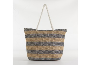 NET SUMMER BEACH BAG WITH ZIP CLOSURE