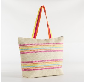 CANDY SUMMER BEACH BAG WITH ZIP CLOSURE