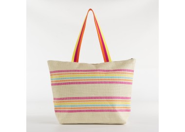 CANDY SUMMER BEACH BAG WITH ZIP CLOSURE