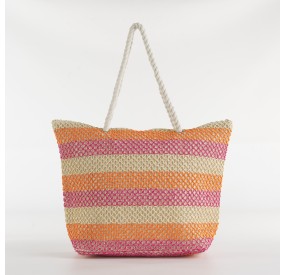 COLOR SUMMER BEACH BAG WITH ZIP CLOSURE