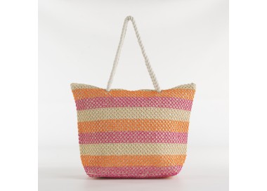 COLOR SUMMER BEACH BAG WITH ZIP CLOSURE