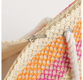 COLOR SUMMER BEACH BAG WITH ZIP CLOSURE