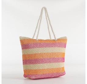 COLOR SUMMER BEACH BAG WITH ZIP CLOSURE