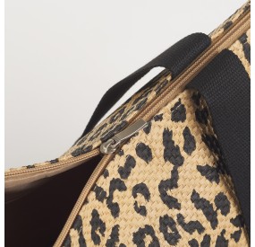 LEOPARD SUMMER BEACH BAG WITH ZIP CLOSURE