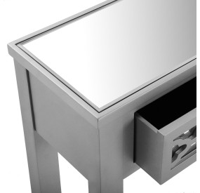 SAFIRA ENTRY TABLE WITH 2 DRAWERS IN SILVER WOOD