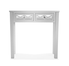 SAFIRA ENTRY TABLE WITH 2 DRAWERS IN SILVER WOOD