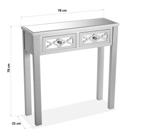 SAFIRA ENTRY TABLE WITH 2 DRAWERS IN SILVER WOOD