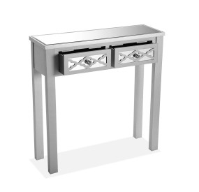 SAFIRA ENTRY TABLE WITH 2 DRAWERS IN SILVER WOOD