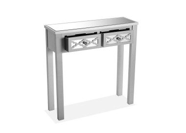 SAFIRA ENTRY TABLE WITH 2 DRAWERS IN SILVER WOOD