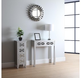 SAFIRA ENTRY TABLE WITH 2 DRAWERS IN SILVER WOOD