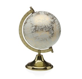 VERSA GOLD AND WHITE WOODEN WORLD MAP 17x24cm