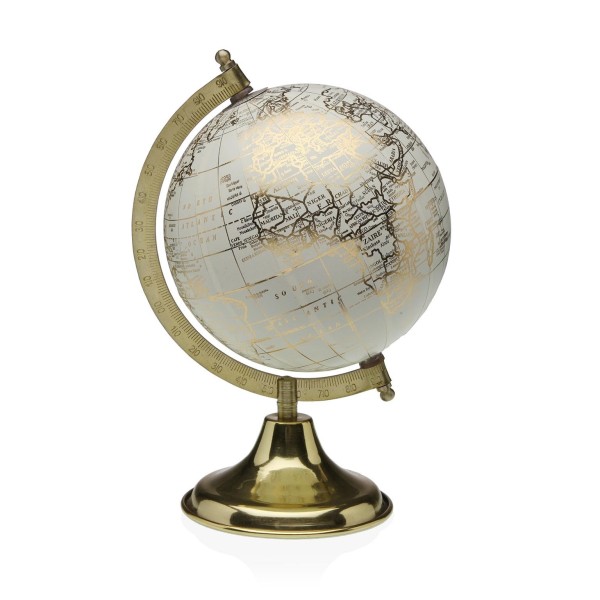 VERSA GOLD AND WHITE WOODEN WORLD MAP 17x24cm