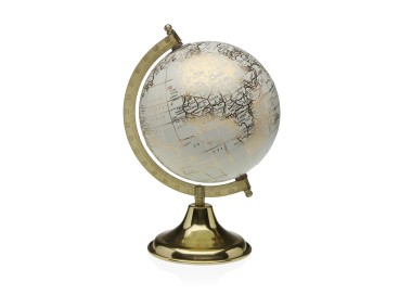 VERSA GOLD AND WHITE WOODEN WORLD MAP 17x24cm