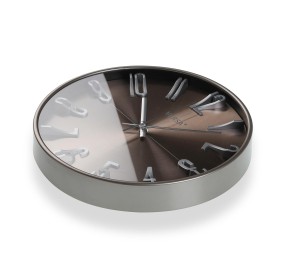 VERSA SILVER AND BROWN ROUND WALL CLOCK 30cm