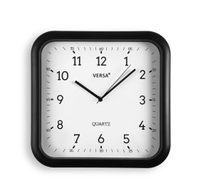 VERSA BLACK AND WHITE SQUARE WALL CLOCK 28x29cm