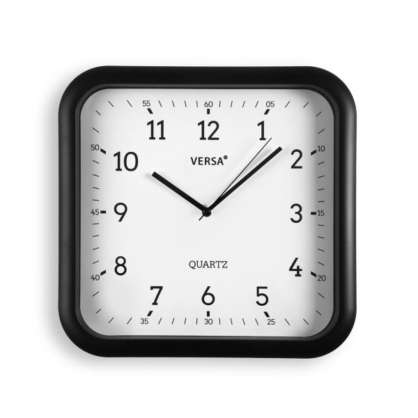 VERSA BLACK AND WHITE SQUARE WALL CLOCK 28x29cm