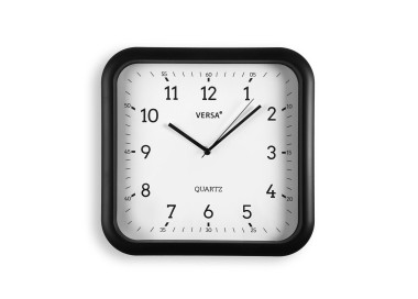 VERSA BLACK AND WHITE SQUARE WALL CLOCK 28x29cm