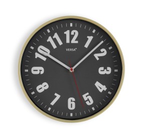 VERSA BLACK AND YELLOW ROUND WALL CLOCK 30cm - RED MARKER