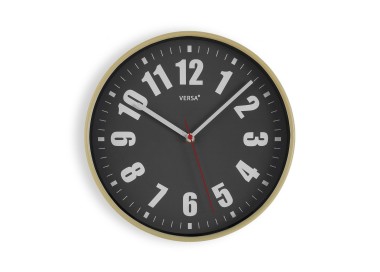 VERSA BLACK AND YELLOW ROUND WALL CLOCK 30cm - RED MARKER