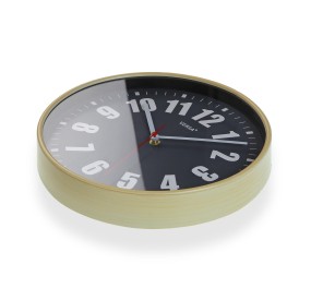 VERSA BLACK AND YELLOW ROUND WALL CLOCK 30cm - RED MARKER