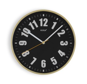 VERSA BLACK AND YELLOW ROUND WALL CLOCK 30cm - YELLOW HAND