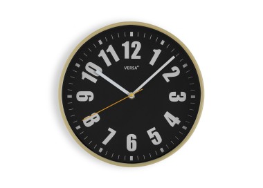 VERSA BLACK AND YELLOW ROUND WALL CLOCK 30cm - YELLOW HAND