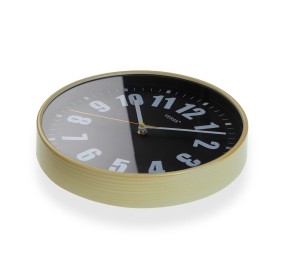 VERSA BLACK AND YELLOW ROUND WALL CLOCK 30cm - YELLOW HAND