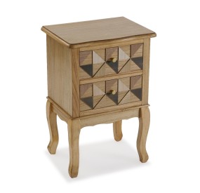 BEDSIDE TABLE WITH 2 DRAWERS IN PAULOWNIA WOOD