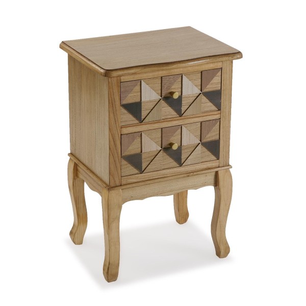 BEDSIDE TABLE WITH 2 DRAWERS IN PAULOWNIA WOOD