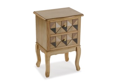 BEDSIDE TABLE WITH 2 DRAWERS IN PAULOWNIA WOOD