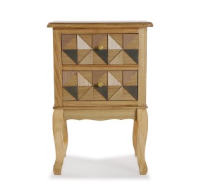 BEDSIDE TABLE WITH 2 DRAWERS IN PAULOWNIA WOOD