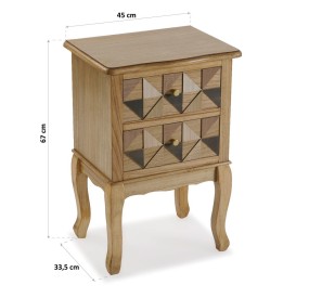 BEDSIDE TABLE WITH 2 DRAWERS IN PAULOWNIA WOOD