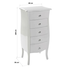 CAGLIARI CHEST OF 5 DRAWERS WHITE 48x36CM H100CM VERSA