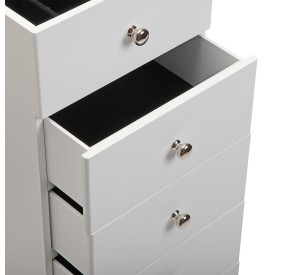 CHEST OF DRAWERS JEWELRY CABINET IN WHITE MDF WOOD WITH MIRROR