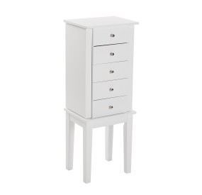 CHEST OF DRAWERS JEWELRY CABINET IN WHITE MDF WOOD WITH MIRROR