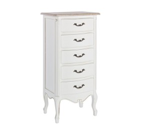 JUSTINE 5 DRAWER CHEST OF BIZZOTTO WHITE WOOD