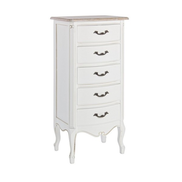 JUSTINE 5 DRAWER CHEST OF BIZZOTTO WHITE WOOD