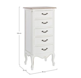 JUSTINE 5 DRAWER CHEST OF BIZZOTTO WHITE WOOD