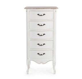 JUSTINE 5 DRAWER CHEST OF BIZZOTTO WHITE WOOD