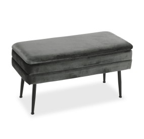 OPENABLE BENCH WITH DARK GRAY VELVET COMPARTMENT